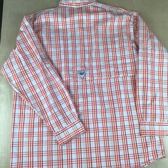 Clemson Tigers Columbia Super Bonehead Mens Medium Button Up Plaid Fishing Shirt - Picture 8 of 10
